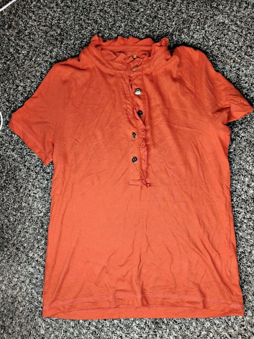Tory Burch Orange Ruffle Polo Top Tunic